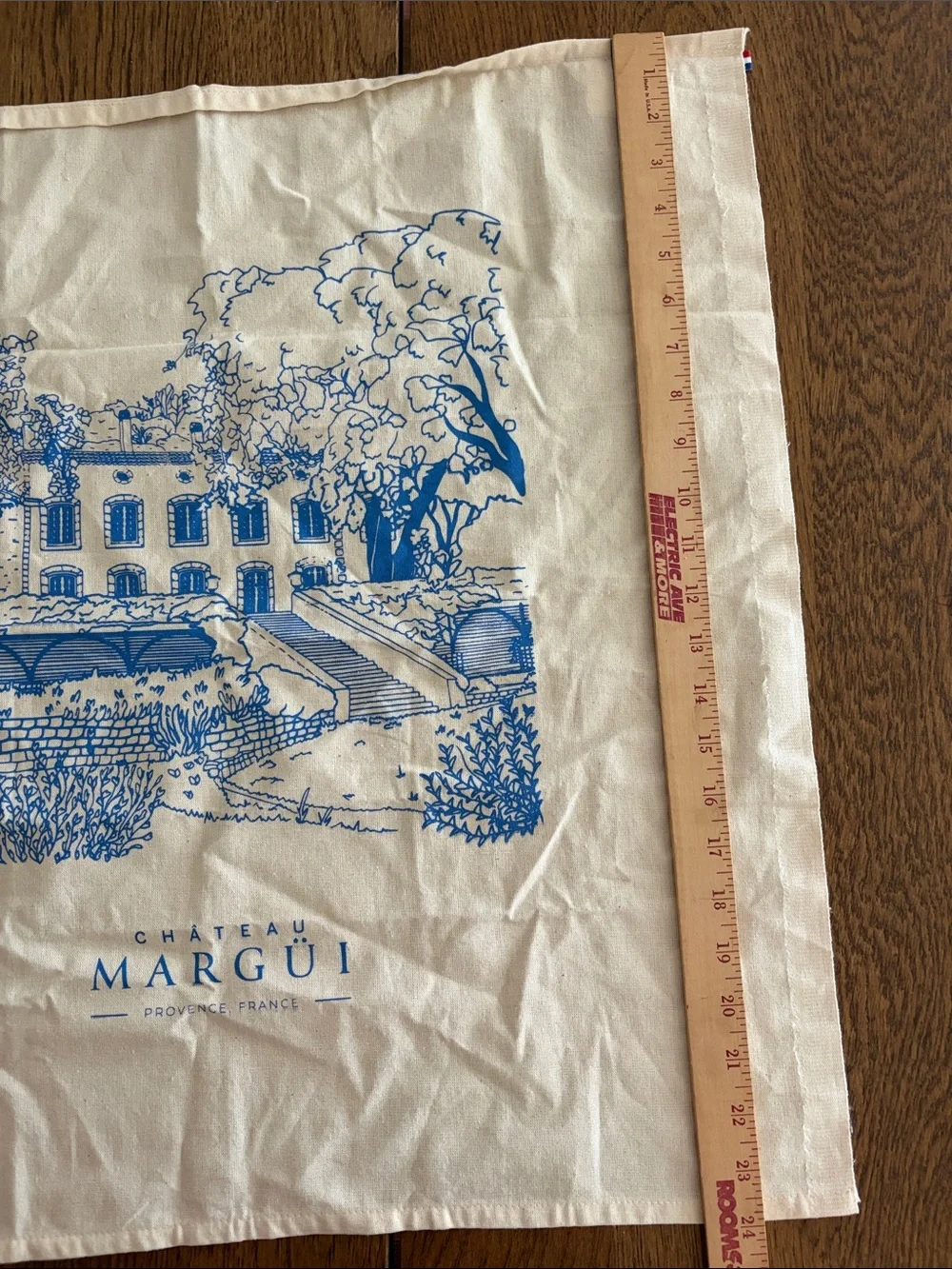 THIEFFRY 100% Cotton Château Margüi Provence, France Blue & Cream Tea Towel